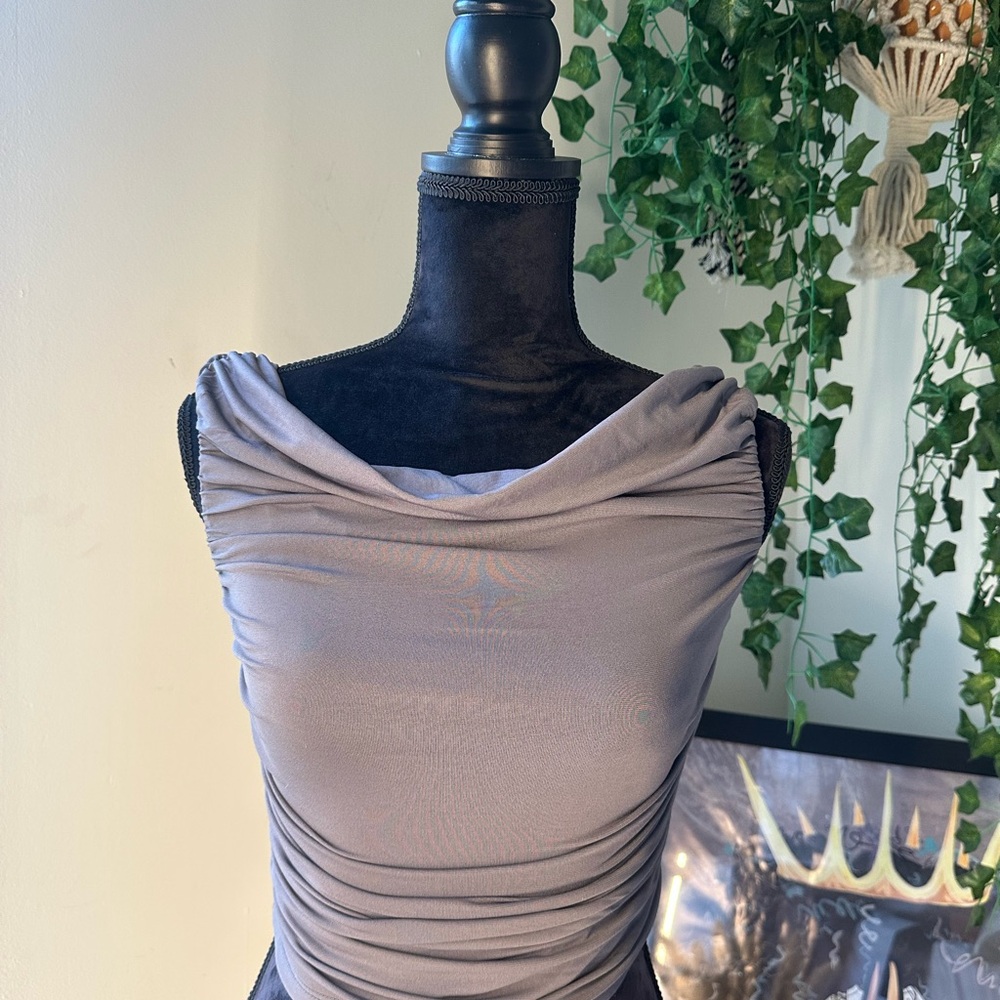 Elegant Gray Ruched Top